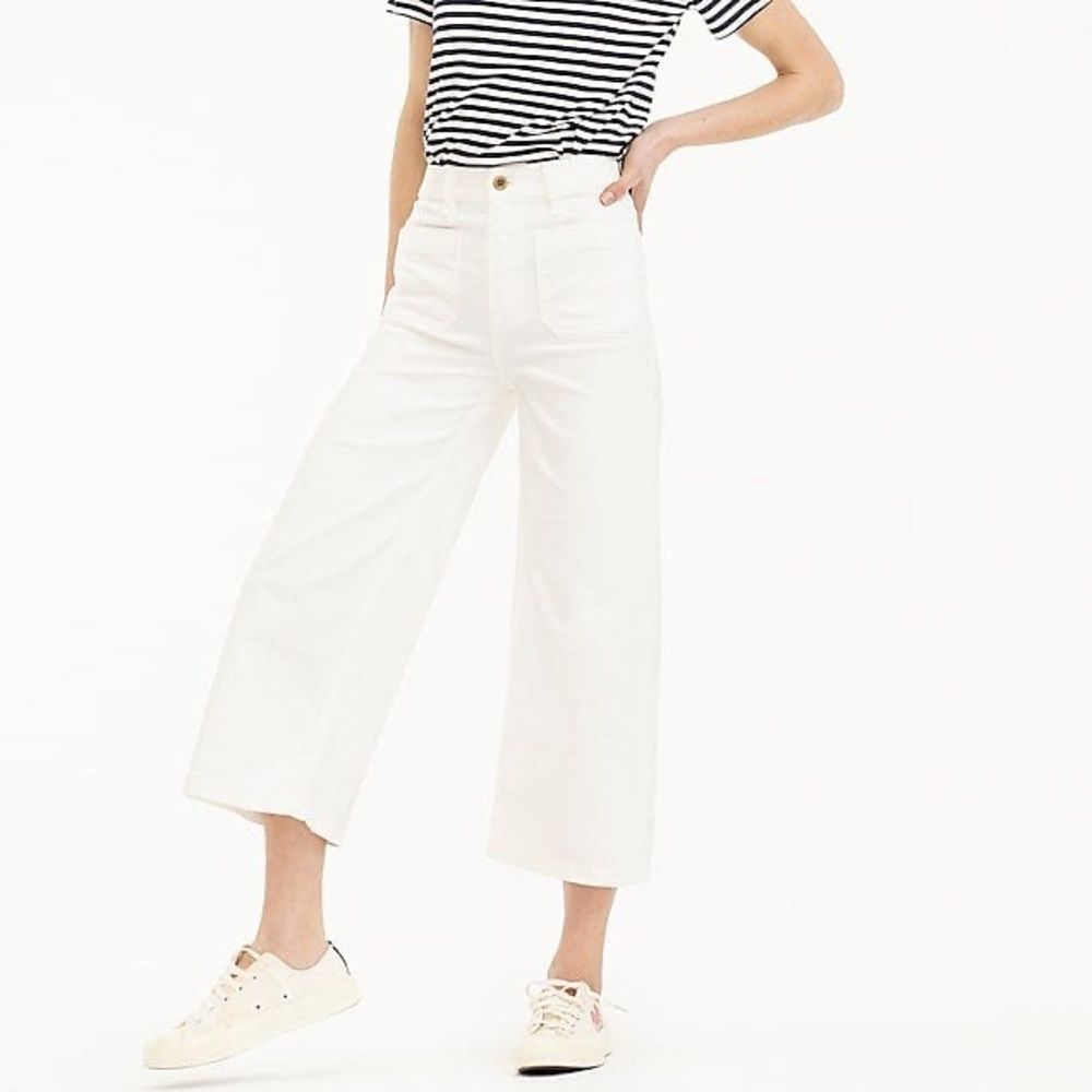 J Crew Women’s Point Sur High Rise Wide Leg Cropped Denim Pants - Size 32 (14)